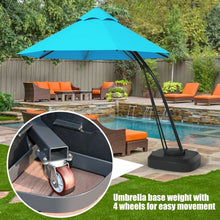Load image into Gallery viewer, 11 Feet Outdoor Cantilever Hanging Umbrella with Base and Wheels-Turquoise
