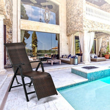 Load image into Gallery viewer, Patio Back Adjustable Rattan Folding Lounge Recliner
