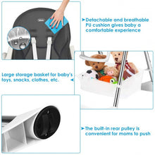 Load image into Gallery viewer, Foldable High Chair with Large Storage Basket -Gray
