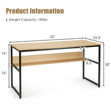 Load image into Gallery viewer, 55&quot; Computer Desk Writing Table Workstation Home Office with Bookshelf-Natural
