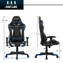 Load image into Gallery viewer, Reclining Swive Massage Gaming Chair-Blue

