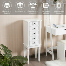 Load image into Gallery viewer, Standing Jewelry Cabinet Armoire with Top Flip Makeup Mirror
