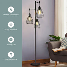 Load image into Gallery viewer, Freestanding Teardrop Lamp with 3 Hanging Lampshades for Hallway Living Room Bedroom
