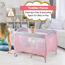 Load image into Gallery viewer, Foldable Baby Playard with Changing Station-Pink
