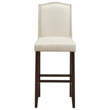 Load image into Gallery viewer, 29" Bar Height Set of 2 Nailhead Bar Stools with Rubber Wood Legs-Beige
