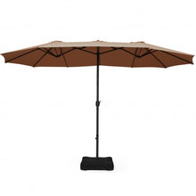 Load image into Gallery viewer, 15 Foot Extra Large Patio Double Sided Umbrella with Crank and Base-Tan
