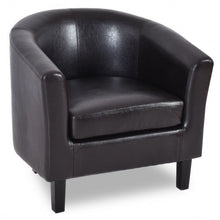 Load image into Gallery viewer, PU Leather Single Sofa Arm Chair w/ Cushion-Coffee
