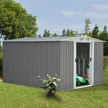 Load image into Gallery viewer, Galvanized Steel Garden Storage Shed Tool House-Gray
