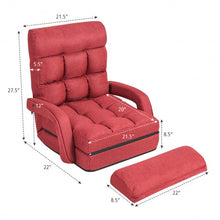 Load image into Gallery viewer, Folding Floor Massage Chair Lazy Sofa with Armrests Pillow-Red
