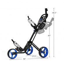 Load image into Gallery viewer, Folding 3 Wheels Golf Push Cart with Brake Scoreboard Adjustable Handle-Blue
