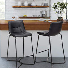 Load image into Gallery viewer, Set of 2 PU Leather Bar Stools Pub Chairs with Metal Legs

