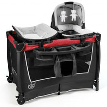 Load image into Gallery viewer, 4-in-1 Convertible Portable Baby Play yard with Toys and Music Player-Red
