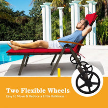Load image into Gallery viewer, Outdoor Chaise Lounge Chair Rattan Lounger Recliner Chair-Red
