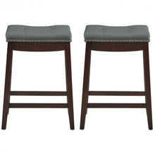 Load image into Gallery viewer, Set of 2 Nailhead Saddle Bar Stools-Coffee
