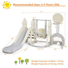Load image into Gallery viewer, 6 in 1 Slide and Swing Set with Ball Games for Toddlers-White
