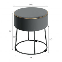 Load image into Gallery viewer, Velvet Round Footrest Ottoman with Metal Base and Non-Slip Foot Pads-Gray
