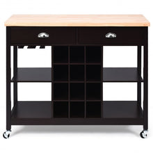 Load image into Gallery viewer, Rolling Kitchen Island Bar Storage Serving Cart-Deep Brown
