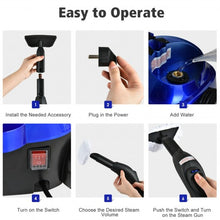 Load image into Gallery viewer, 2000W Heavy Duty Multi-purpose Steam Cleaner Mop with Detachable Handheld Unit-Blue
