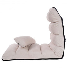 Load image into Gallery viewer, Folding Lazy Sofa Chair Stylish Sofa Couch Beds Lounge Chair W/Pillow-White
