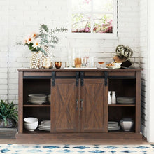 Load image into Gallery viewer, Sliding Barn Door TV Stand with Storage-Brown
