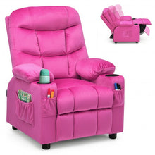 Load image into Gallery viewer, Adjustable Lounge Chair with Footrest and Side Pockets for Children-Pink
