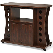 Load image into Gallery viewer, Rolling Buffet Sideboard Wooden Bar Storage Cabinet-Walnut
