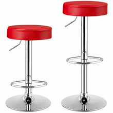 Load image into Gallery viewer, 1 PC Round Bar Stool Adjustable Swivel Pub Chair-Red
