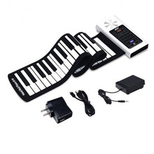 Load image into Gallery viewer, 61 Key Electronic Roll up Silicone Rechargeable Piano Keyboard-White
