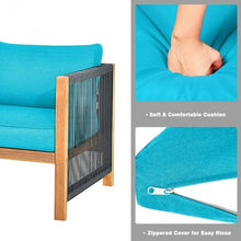 Load image into Gallery viewer, 4 Pcs Acacia Wood Outdoor Patio Furniture Set with Cushions-Turquoise
