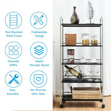 Load image into Gallery viewer, 5 Tiers Shelving Display Rack Rolling Cart
