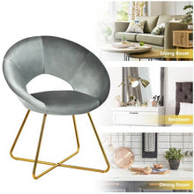 Load image into Gallery viewer, Modern Accent Velvet Dining Arm Chair w/ Golden Metal Legs and Soft Cushion-Gray
