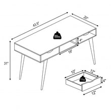 Load image into Gallery viewer, Stylish Computer Desk Workstation with 2 Drawers and Solid Wood Legs-Walnut
