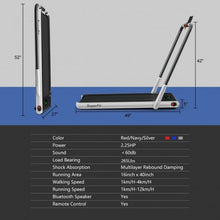 Load image into Gallery viewer, 2-in-1 Folding Treadmill with RC Bluetooth Speaker LED Display-Silver
