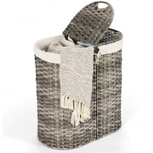 Load image into Gallery viewer, Handwoven Laundry Hamper Basket with 2 Removable Liner Bags-Gray
