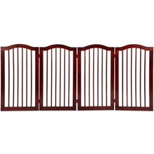 Load image into Gallery viewer, 4 Panels Folding Freestanding Wood Pet Dog Safety Gate-36&quot;
