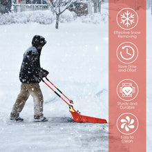 Load image into Gallery viewer, Folding Snow Pusher Scoop Shovel with Wheels and Handle-Red
