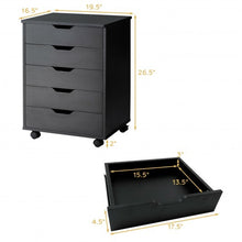 Load image into Gallery viewer, 5 Drawer Mobile Lateral Filing Storage Home Office Floor Cabinet with Wheels-Black
