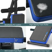 Load image into Gallery viewer, Multi-Functional Foldable Weight Bench Adjustable Sit-up Board with Monitor-Blue
