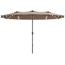 Load image into Gallery viewer, 15 Ft Patio LED Crank Solar Powered 36 Lights  Umbrella-Tan
