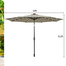Load image into Gallery viewer, 10&#39; Solar LED Lighted Patio Market Umbrella Shade Tilt Adjustment Crank-Tan
