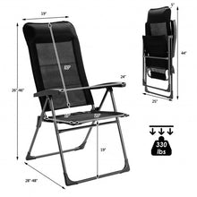 Load image into Gallery viewer, 2 Pcs Portable Patio Folding Dining Chairs with Headrest Adjust for Camping -Black
