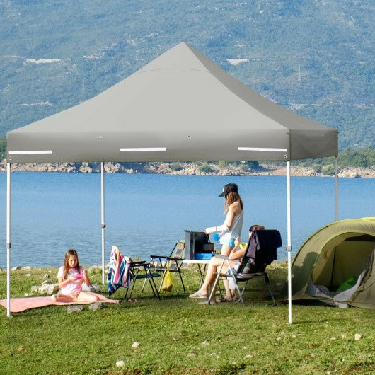 10x10ft Pop up Gazebo with 4 Height and Adjust Folding  Awning -Gray
