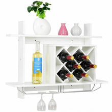Load image into Gallery viewer, Wall Mount Wine Rack w/ Glass Holder &amp; Storage Shelf
