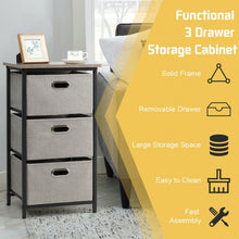 Load image into Gallery viewer, 3-Drawer Fabric Dresser Storage Tower Vertical Foldable Pull Bins-Black
