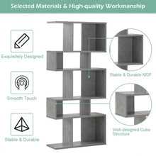 Load image into Gallery viewer, 5 Cubes Ladder Shelf Corner Bookshelf Display Rack Bookcase-Gray
