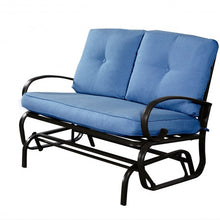 Load image into Gallery viewer, Outdoor Patio Cushioned Rocking Bench Loveseat-Blue
