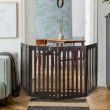 Load image into Gallery viewer, 36&quot; Folding Wooden Freestanding Pet Gate  with 360° Hinge-Espresso
