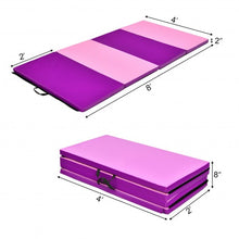 Load image into Gallery viewer, 4 Inch x 8 Inch Folding Gymnastics Panel Mat with Handles Hook-Pink
