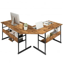 Load image into Gallery viewer, L-Shaped Computer Desk with Tiltable Tabletop-Rustic Brown
