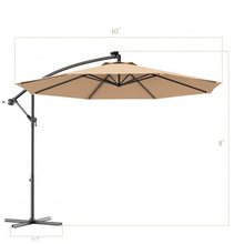 Load image into Gallery viewer, 10 Inch Patio Hanging Solar LED Umbrella Sun Shade with Cross Base-Beige
